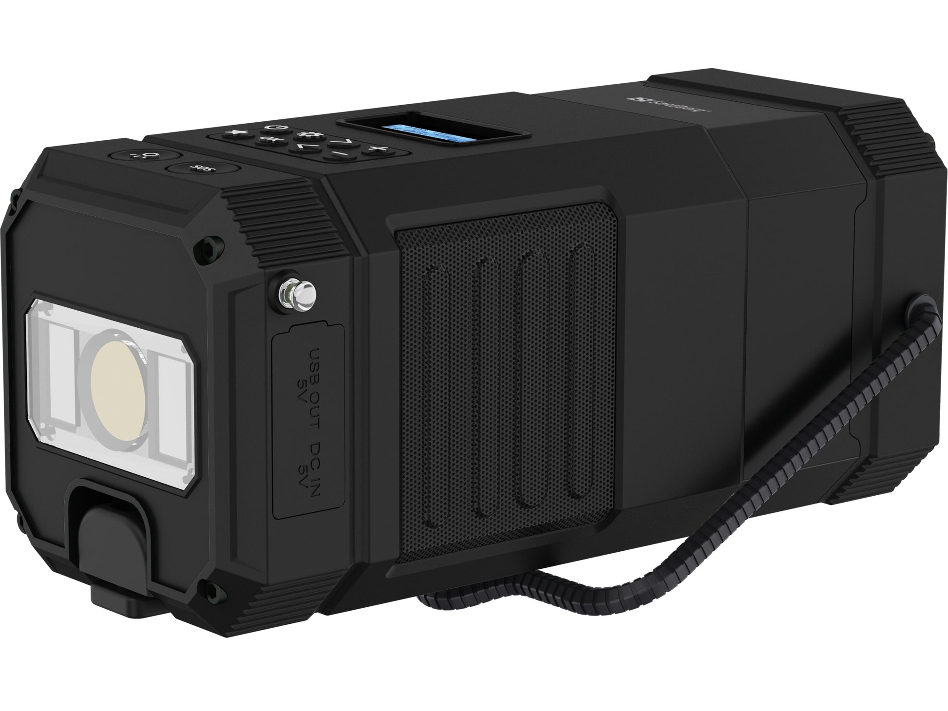 Sandberg Campingleuchte – 21 cm – IPX5 – Akku & Solar, Bluetooth – 10000 mAh, USB-C, Powerbank – Schwa