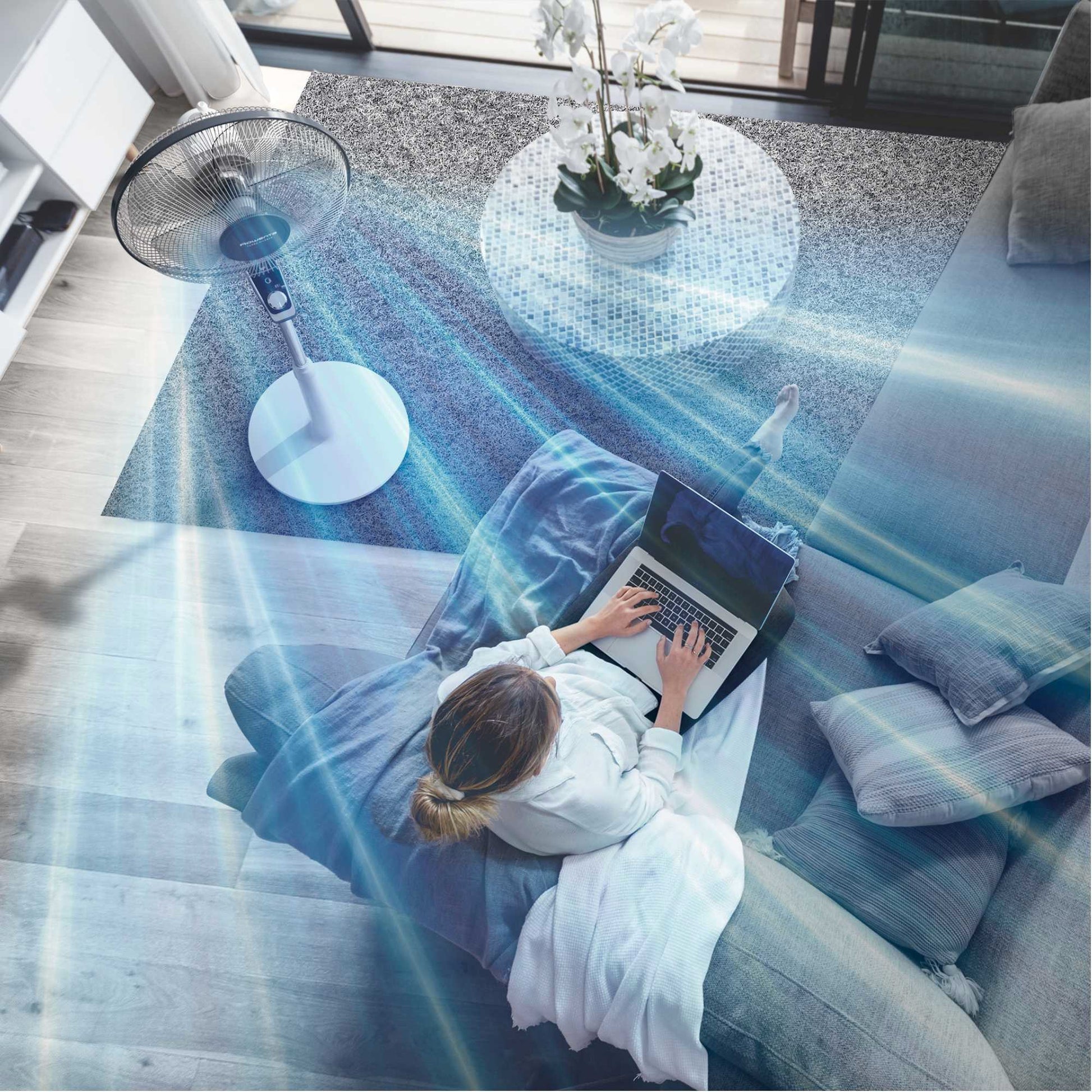 Rowenta Turbo Silence Standventilator VU5645 – 45 cm, 4 Stufen, oszillierend, 45 dB, Weiss