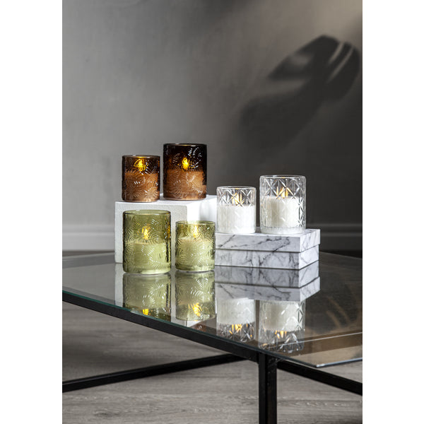 Star Trading LED-Kerze – Ø 8,5 × 10 cm, Warmweiss, Batterie 2×AA, Timer 6h/18h, Braun