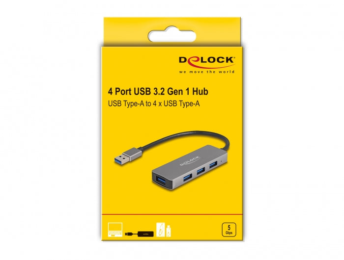 DeLOCK USB-Hub – USB 3.2 Gen 1, 4× USB-A, für Windows/Mac/ChromeOS