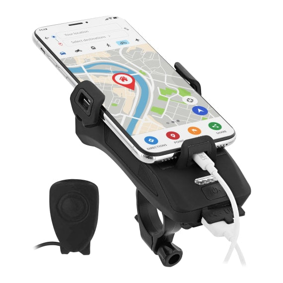T'nB Urban Moov – Fahrrad-/Motorrad-Halterung mit 4000 mAh Akku – für Smartphones bis 6,3" – Schwarz