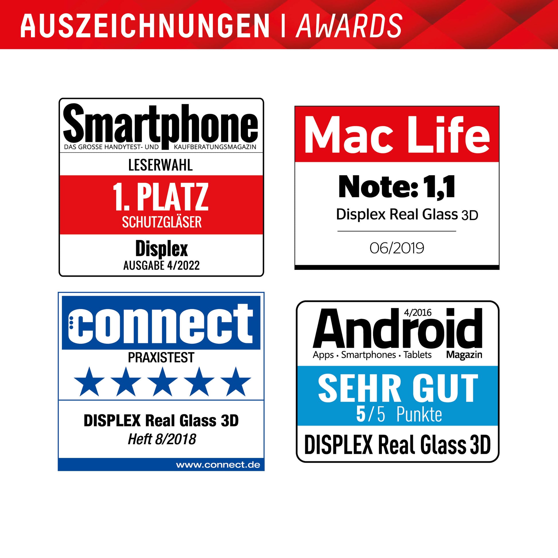 Displex Displayschutz (Panzerglas), Full Cover – für Galaxy S22/S23 – mit Applikator