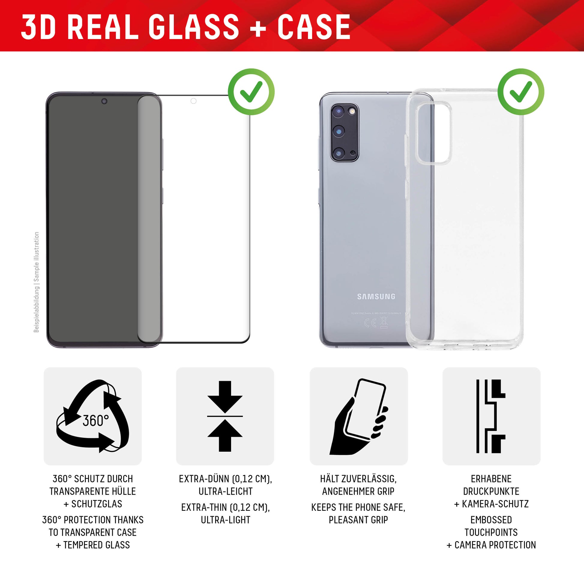 Displex Displayschutz (Panzerglas), Full Cover – für Galaxy S23 Ultra – mit Applikator