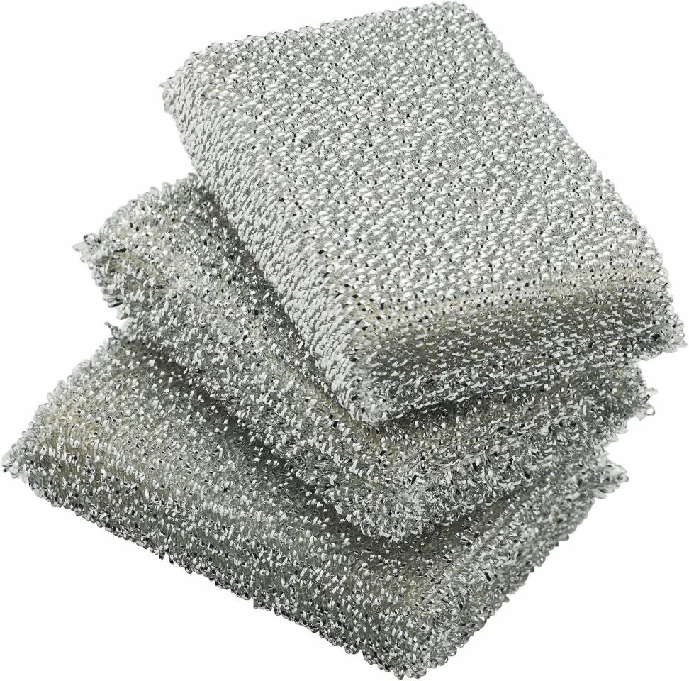 WMF Scheuerschwamm – Lurex, Rechteckig, für Keramik, 12 × 7 × 3 cm, Silber, 3 Stk.