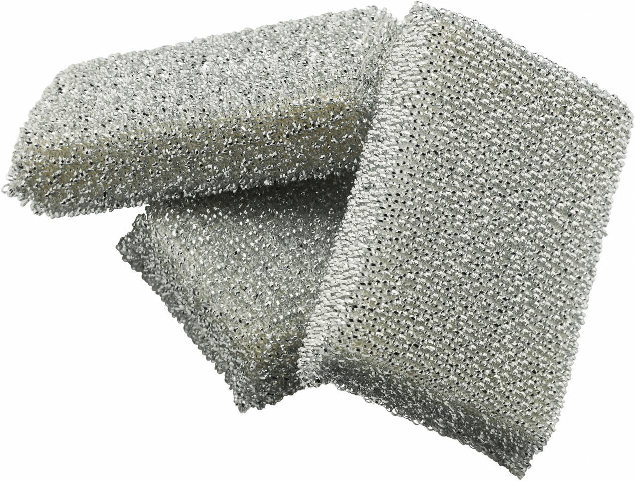 WMF Scheuerschwamm – Lurex, Rechteckig, für Keramik, 12 × 7 × 3 cm, Silber, 3 Stk.
