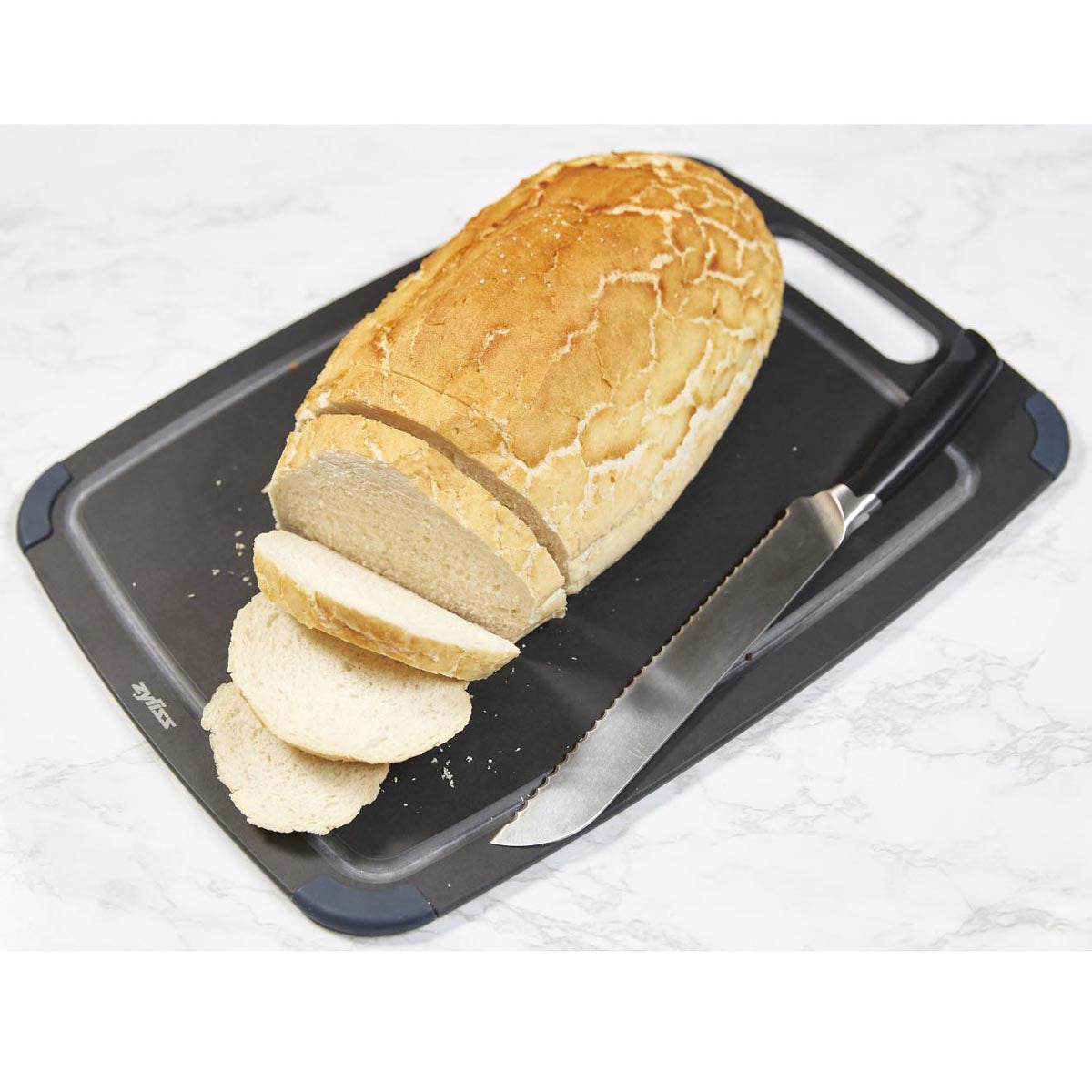 Zyliss Schneidebrett – mit Griff, rutschfest – Holz – schwarz – 32,4 × 0,6 × 43,8 cm – 1 Stück