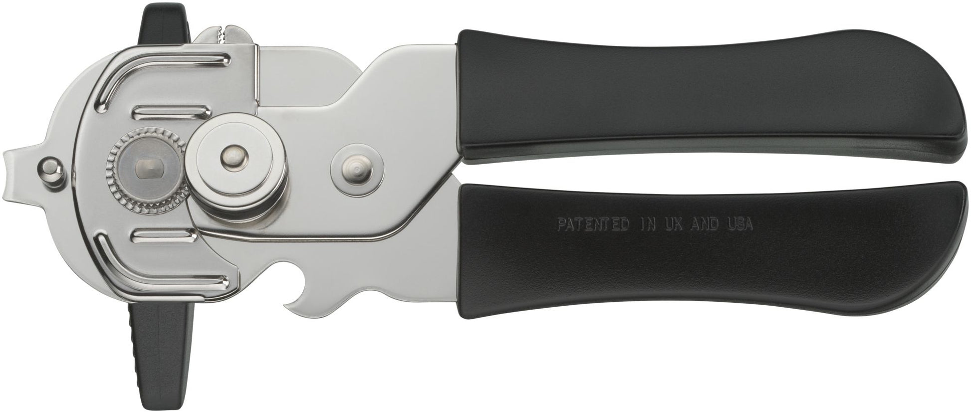 Silit Dosenöffner 23,5 cm, Edelstahl (18/10)/Kunststoff, Schwarz, mit Flaschenöffner