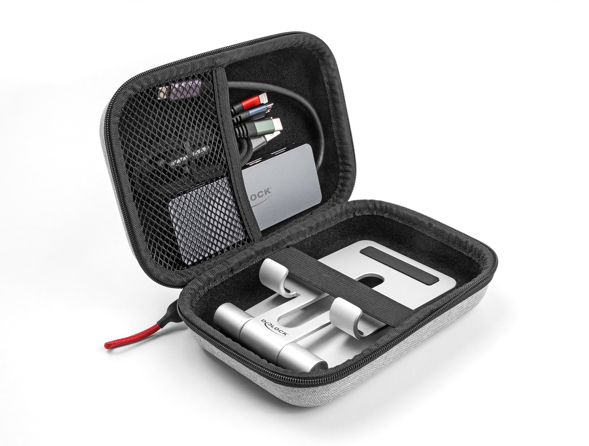 DeLOCK Hartschalen-Etui für Zubehör – wasserdicht – 11,5 × 6 × 16,5 cm – grau, Polyester – 1 Stk.