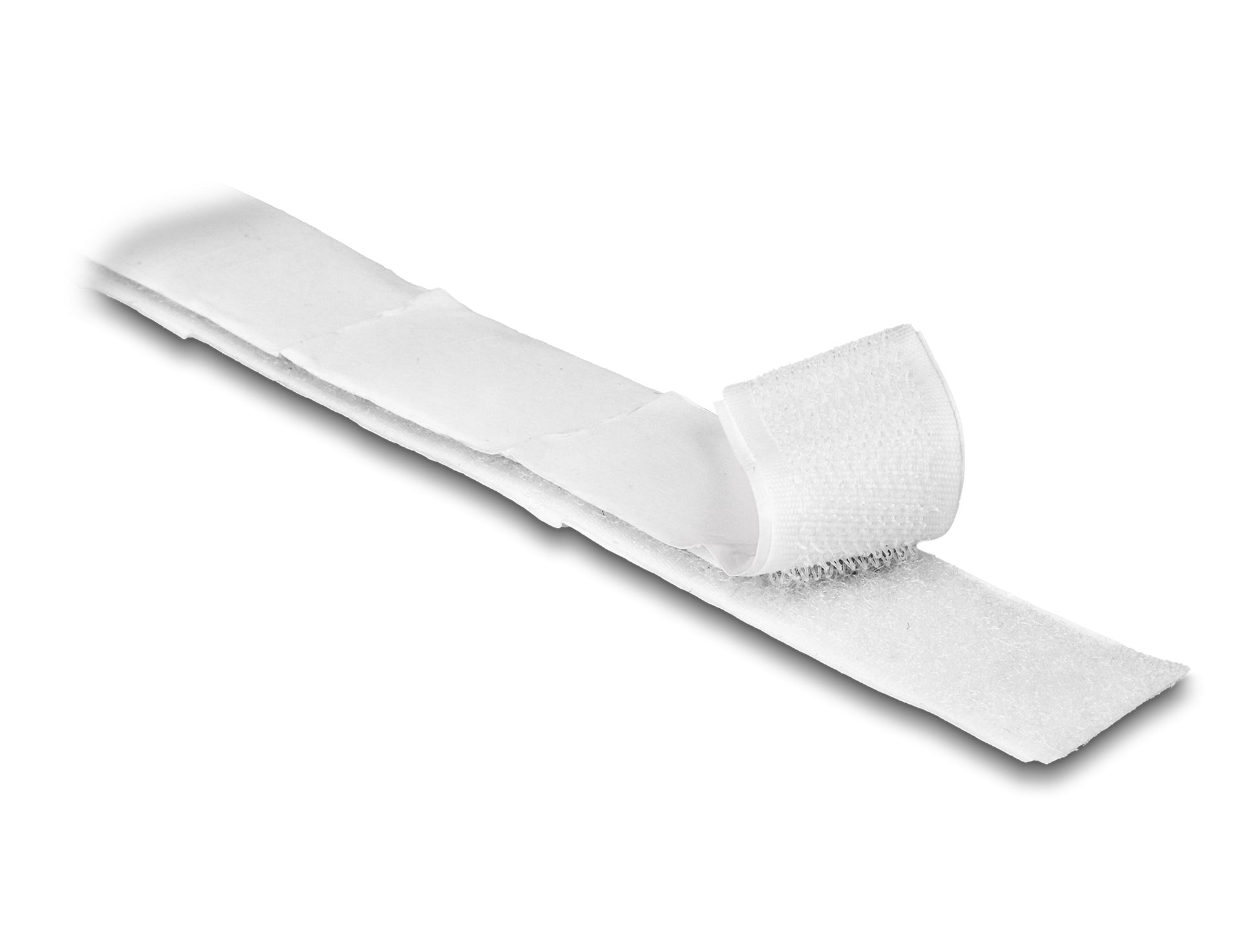 DeLOCK Klettband selbstklebend, 20 mm × 10 m – weiss