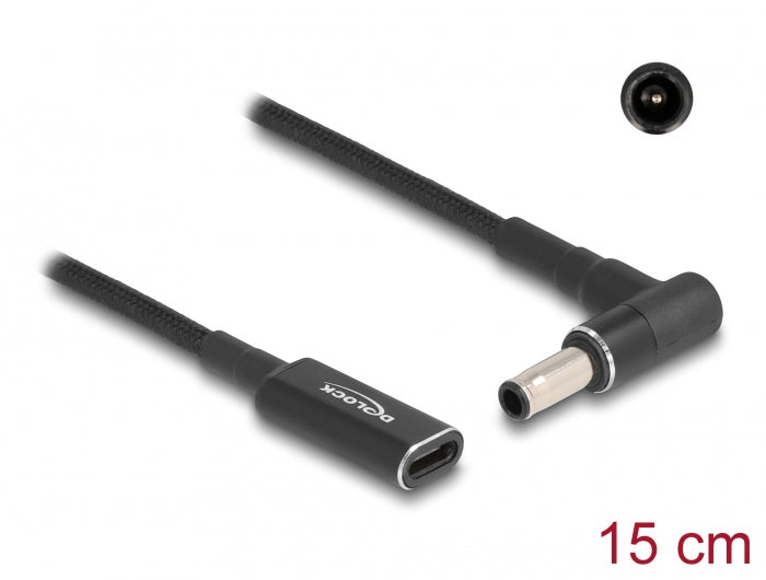 DeLOCK Adapterkabel USB-C zu Samsung 5,5 × 3,0 mm – 19,5 V, 3 A – 0,15 m – für Samsung (5,5 × 3,0 mm)