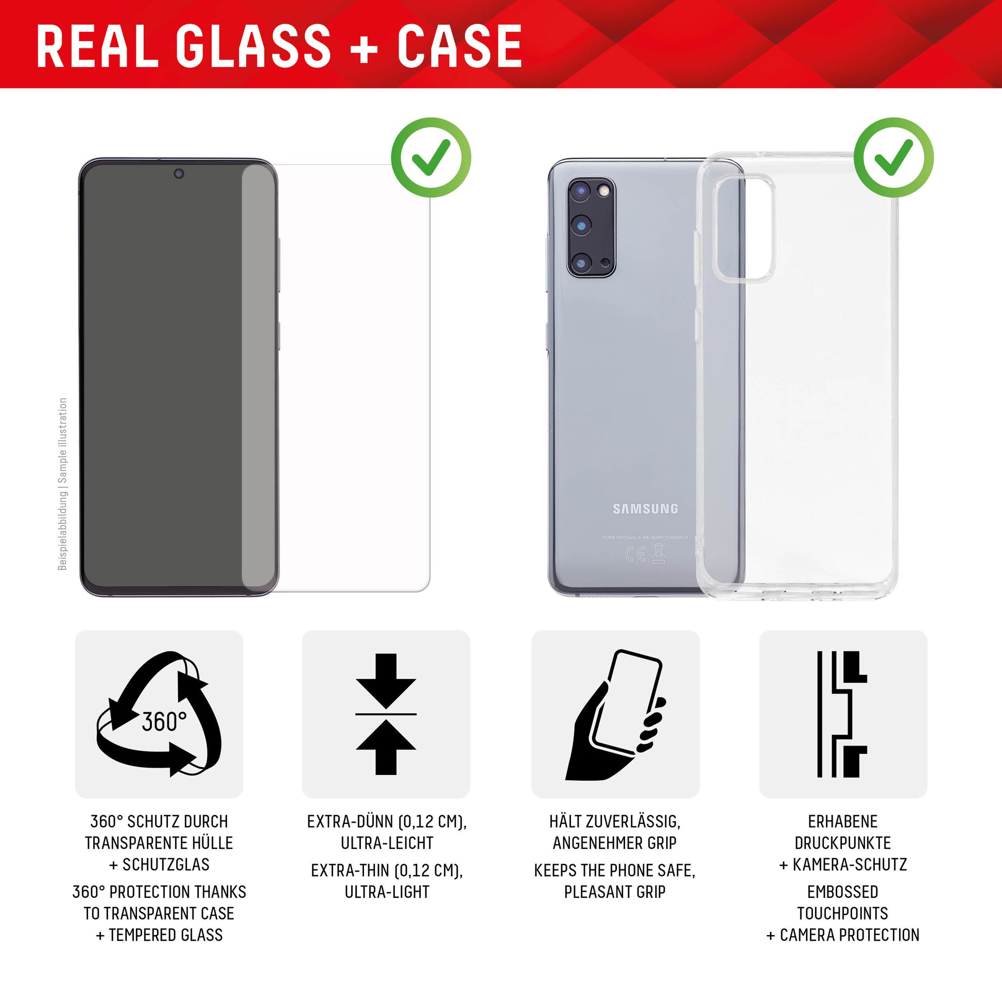 E.V.I. Backcover – für Samsung Galaxy S23 FE, Glas+TPU, Transparent