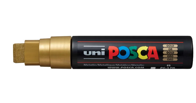 Uni-Ball POSCA PC-17K Paint Marker Metallic – Keilspitze 17 mm – Gold – für Karton, Keramik und Glas