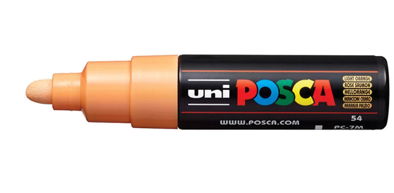 Uni-Ball POSCA PC-7M Acrylmarker – Rundspitze 4,5–5,5 mm – Hellorange – für Papier, Stoff und Glas