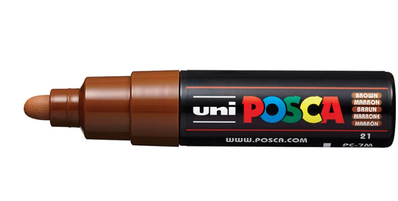 Uni-Ball POSCA PC-7M Acrylmarker – Rundspitze 4,5–5,5 mm – Braun – für Kanvas, Karton und Keramik