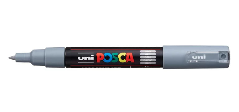 Uni-Ball POSCA PC-1M Kreativ-/Pigmentmarker – Rundspitze 0,7 mm, grau – für viele Oberflächen
