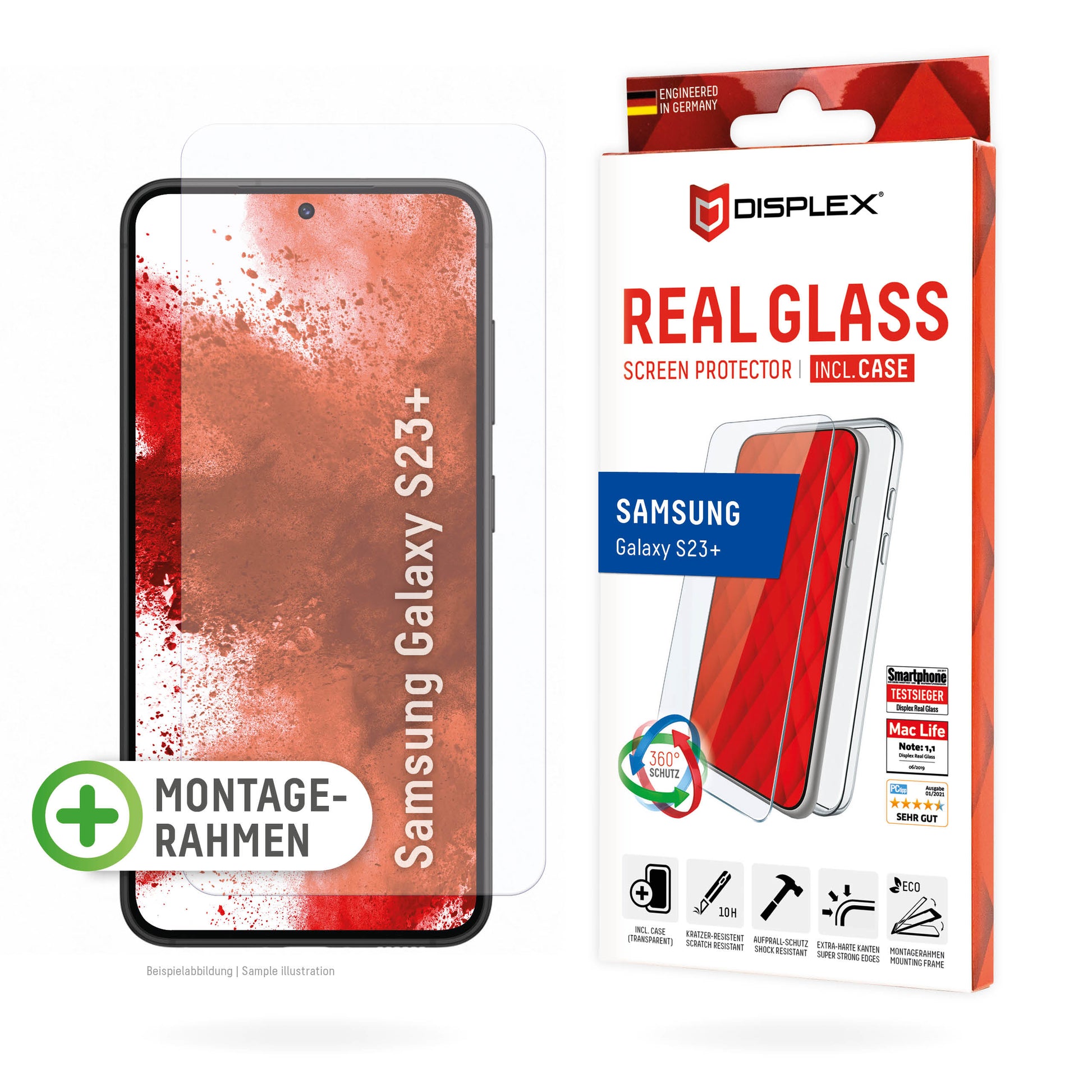 Displex Displayschutz (Panzerglas), 10H – für Galaxy S22+/S23+ – mit Applikator