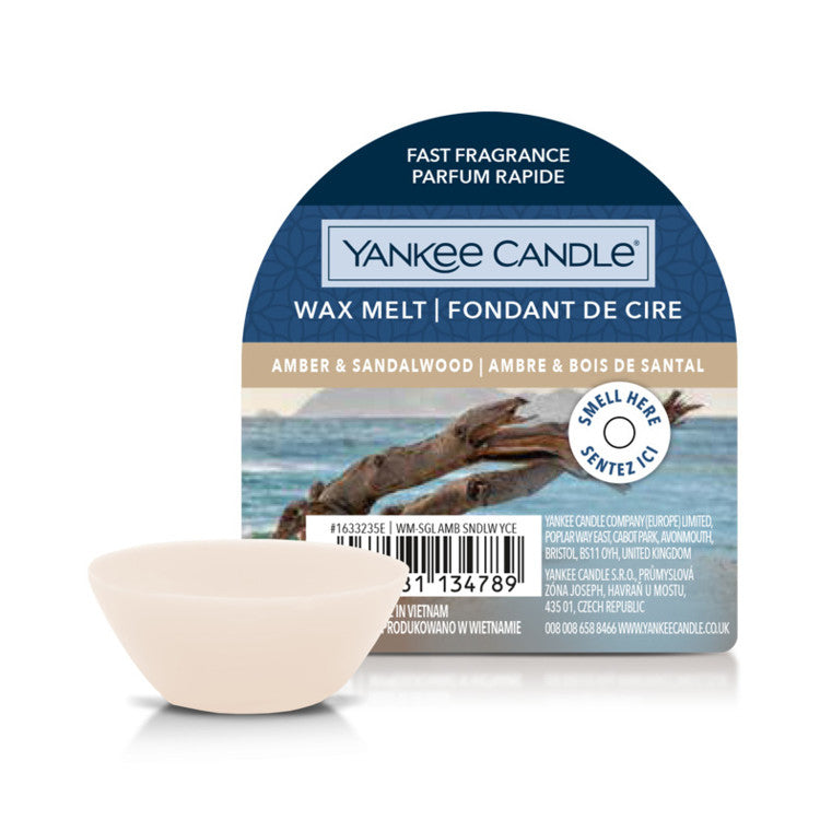 Yankee Candle Amber & Sandalwood – Duftwachsplättchen, rund, Ø 7 cm × 3 cm
