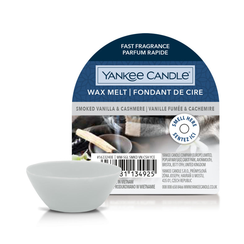 Yankee Candle Smoked Vanilla & Cashmere – Duftwachsplättchen, 1 Stück, rund, weiss