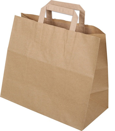Elco Tragetasche, braun, mit Flachhenkeln – 320 × 220 × 340 mm – 50 Stk.