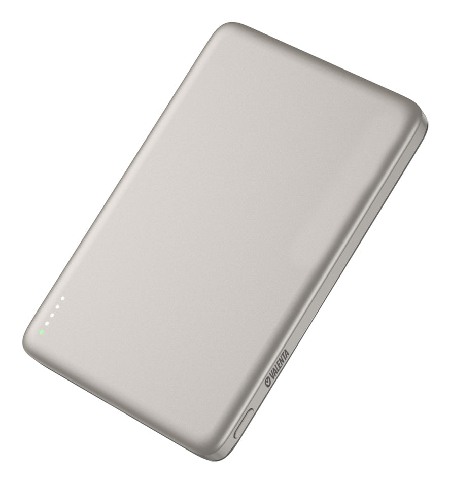 Valenta MagSafe Powerbank 5'000 mAh – 5 W PD, 15 W MagSafe, 1× USB-C, silber