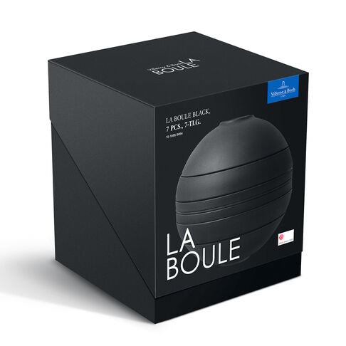 Villeroy & Boch Iconic Boule Servierset – Porzellan, Schwarz, Spülmaschinengeeignet, Ø 23,9 cm, 7 Stück