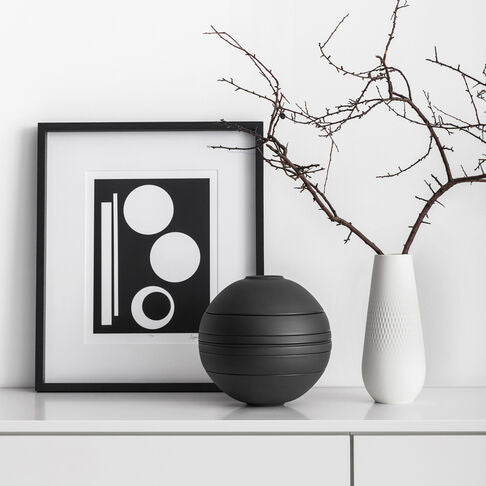 Villeroy & Boch Iconic Boule Servierset – Porzellan, Schwarz, Spülmaschinengeeignet, Ø 23,9 cm, 7 Stück