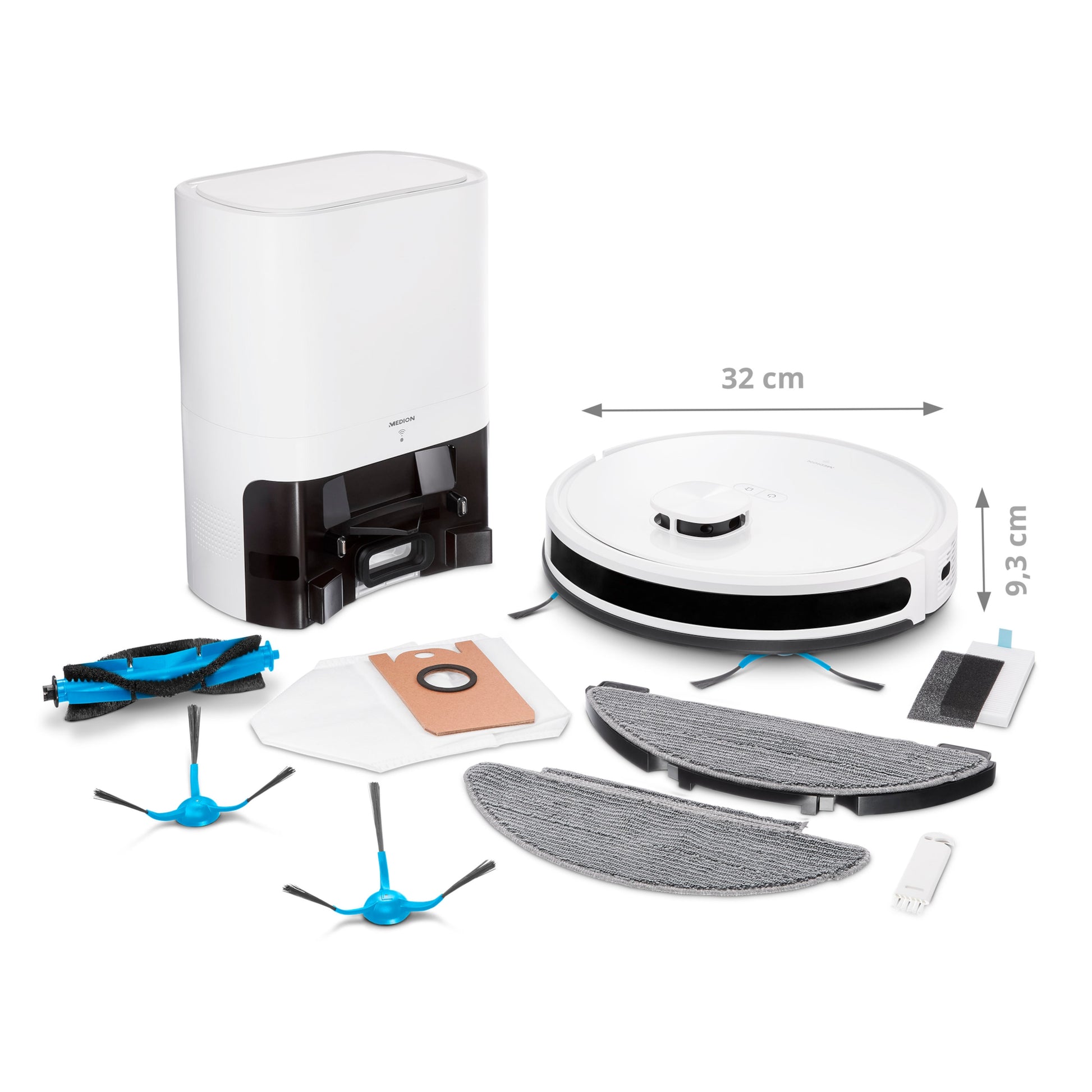 MEDION Roboterstaubsauger MD 11415 – 2-in-1, 0,3 l, Akkubetrieb, 68 dB(A)