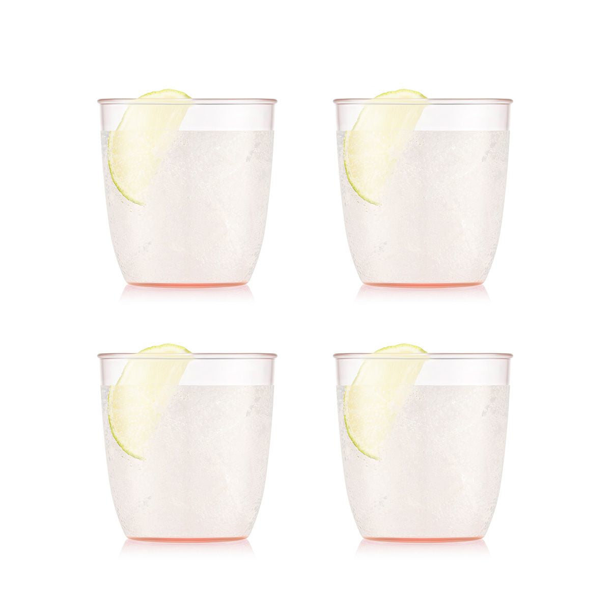 Bodum KVADRANT Becher – 4er Set, 200 ml, 7,3 × 7,2 × 7,3 cm, Kunststoff, Rosa, stapelbar