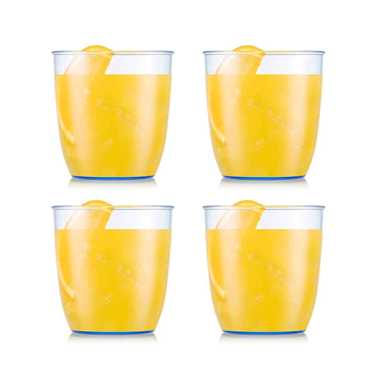 Bodum KVADRANT Becher – 4er Set, 350 ml, 8,7 × 8,7 × 9,2 cm, Kunststoff, Blau/Transparent, stapelbar