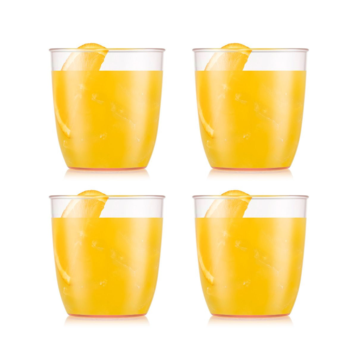 Bodum KVADRANT Becher – 4er Set, 350 ml, 8,7 × 8,7 × 9,2 cm, Kunststoff, Rosa/Transparent, stapelbar
