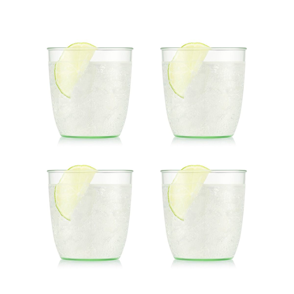 Bodum KVADRANT Becher – 4er Set, 200 ml, 7,3 × 7,2 × 7,3 cm, Kunststoff, Grün/Transparent, stapelbar