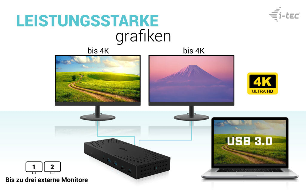 i-tec Dockingstation – USB-C, 2× DP, 3× HDMI, 4× USB-A, 2× USB-C, 100 W PD, GbE