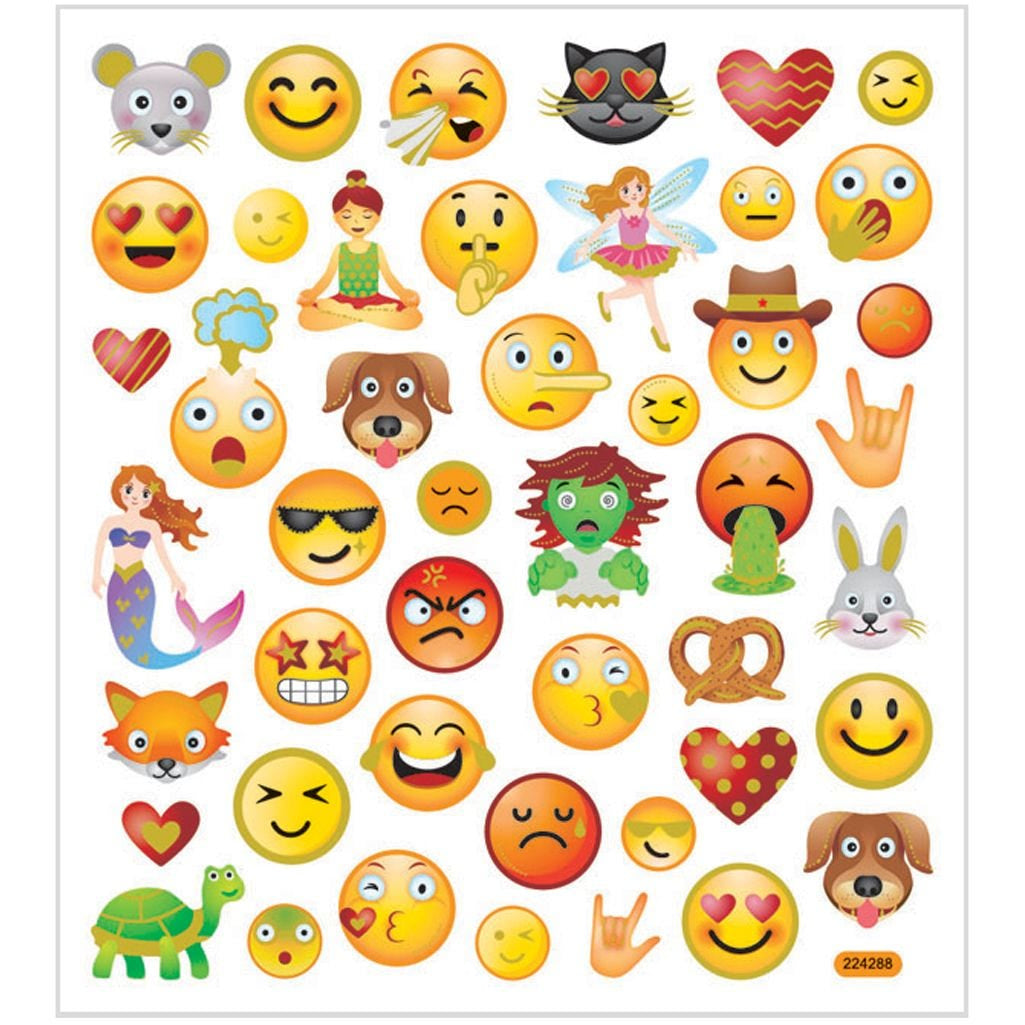 Creativ Company Sticker – 15 × 16,5 cm, Emoji, mehrfarbig – 1 Bogen