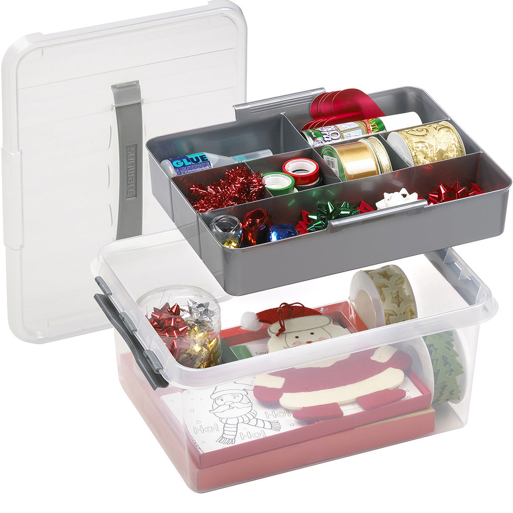 Sigma home Q-Line Aufbewahrungsbox 15 l (mit Deckel) – Kunststoff – Grau – 400 × 300 × 180 mm