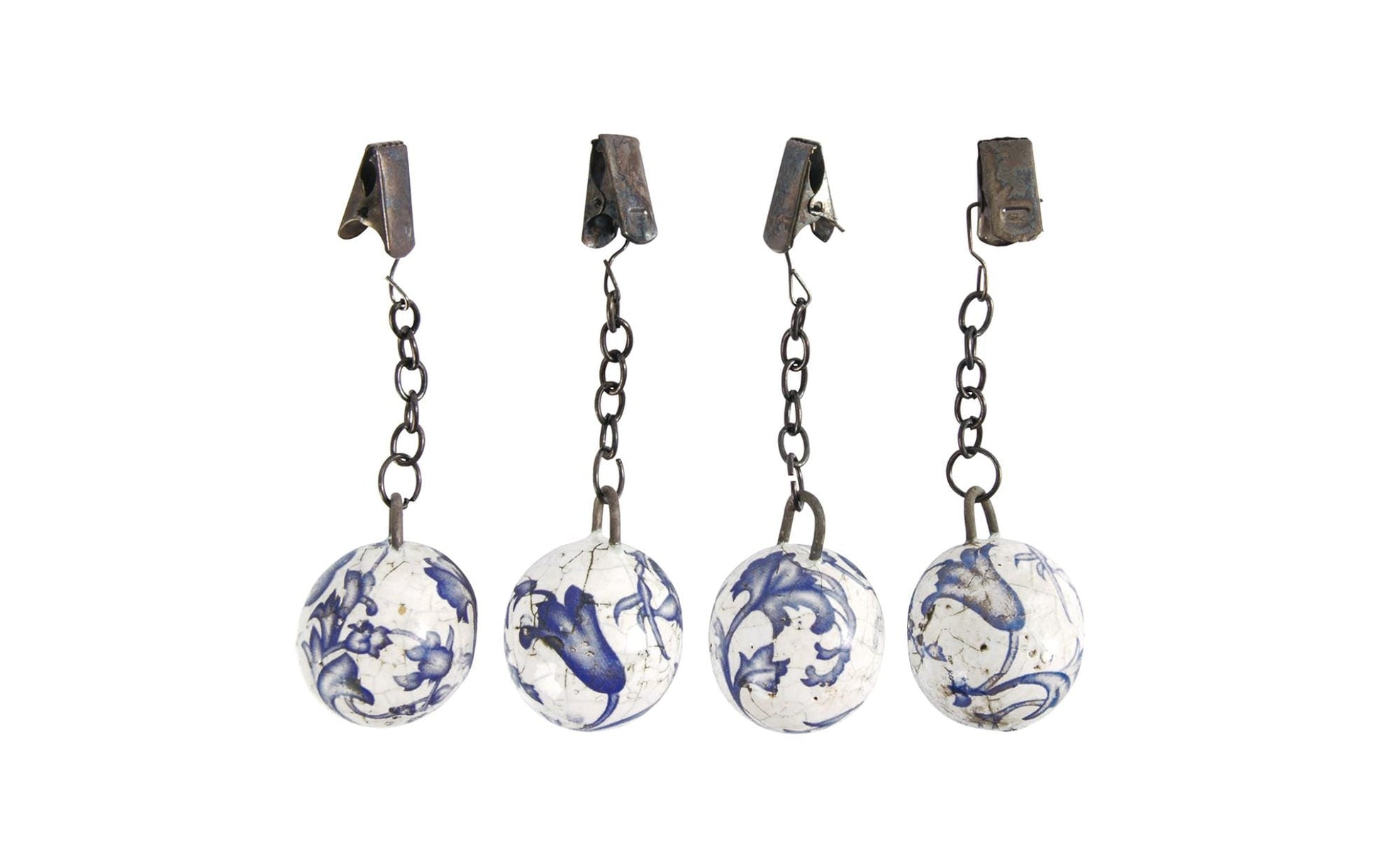 Esschert Design Tischtuchbeschwerer Barockmotiv – Blau – 3,2 × 3,0 × 10,5 cm – Keramik – 4 Stk