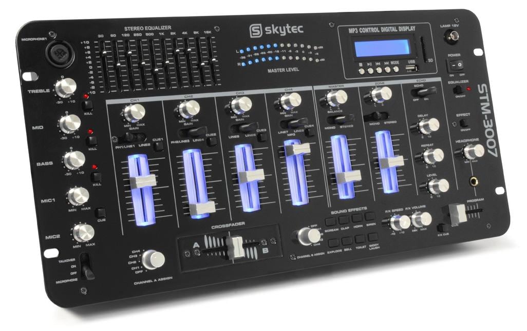 Skytec STM-3007 – 6-Kanal Mixer, USB, Kartenslot, Schwarz