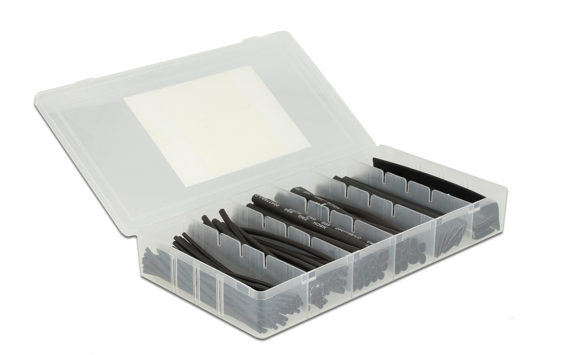 DeLOCK Schrumpfschlauch-Set, 100 Stk., Ø 4 mm × 10 cm – schwarz