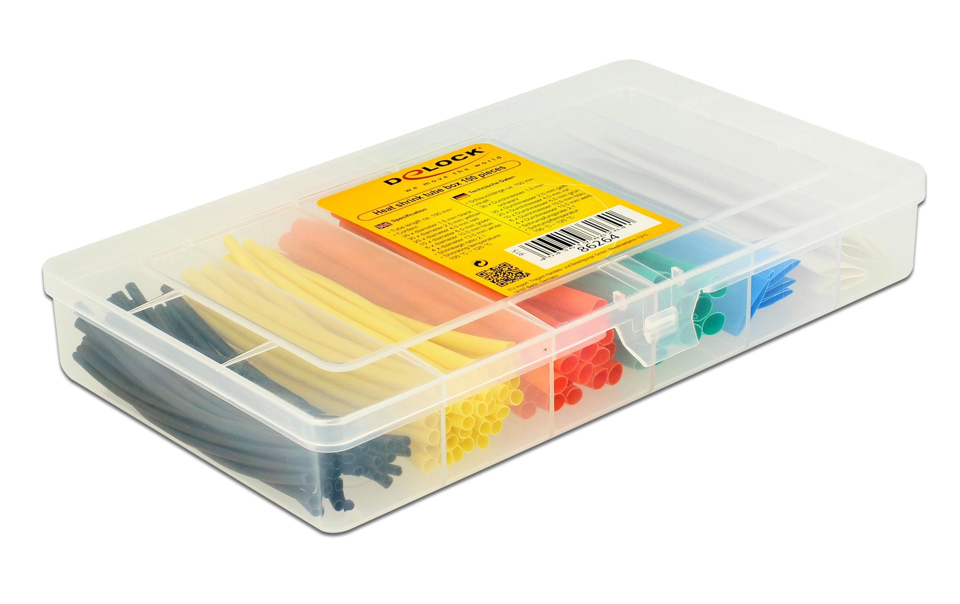 DeLOCK Schrumpfschlauch-Set, 100 Stk., Ø 6 mm, 10 cm – mehrfarbig