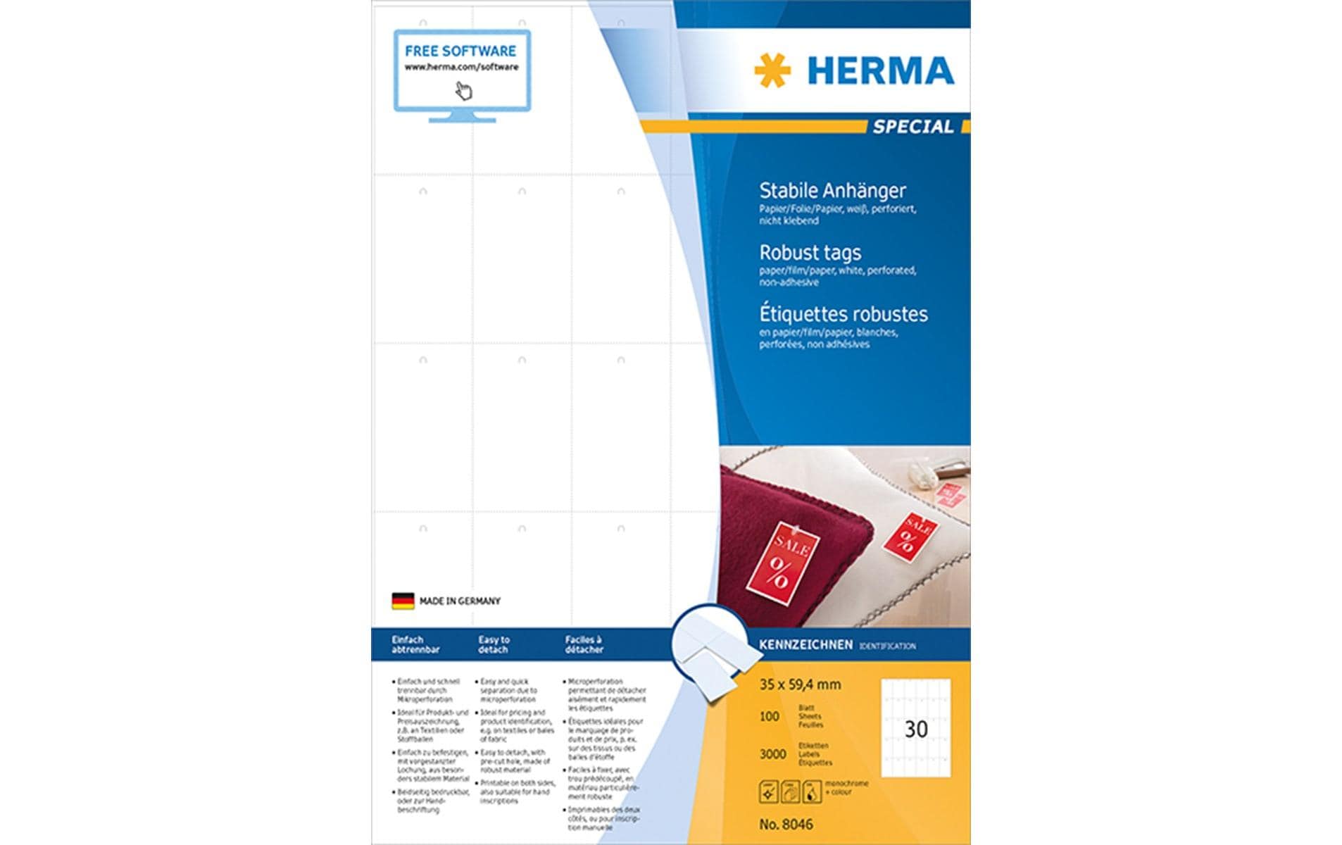 HERMA Schmucketiketten – Papier, 100 Blätter, 35×59,4 mm