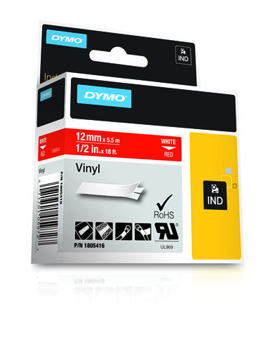DYMO Schriftband E2 SC 12 mm C3 7 5,5 m, rot, weiss