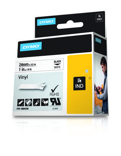 DYMO Schriftband – 24 mm × 5,5 m, weiss, schwarz