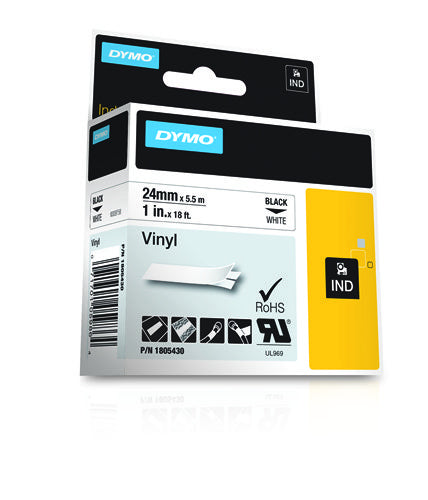 DYMO Schriftband – 24 mm × 5,5 m, weiss, schwarz