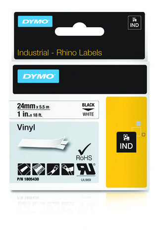 DYMO Schriftband – 24 mm × 5,5 m, weiss, schwarz