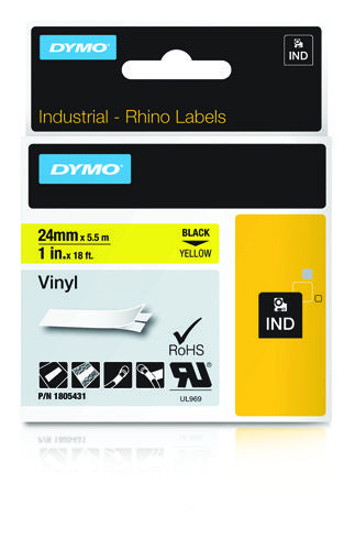 DYMO Schriftband – 24 mm, gelb, schwarz – RHINO