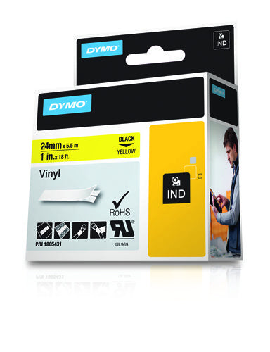 DYMO Schriftband – 24 mm, gelb, schwarz – RHINO