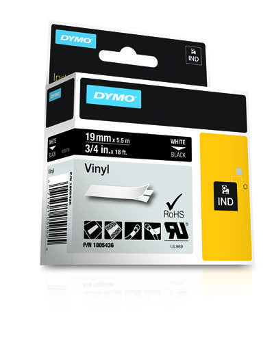 DYMO Schriftband – 19 mm × 5,5 m, schwarz, weiss