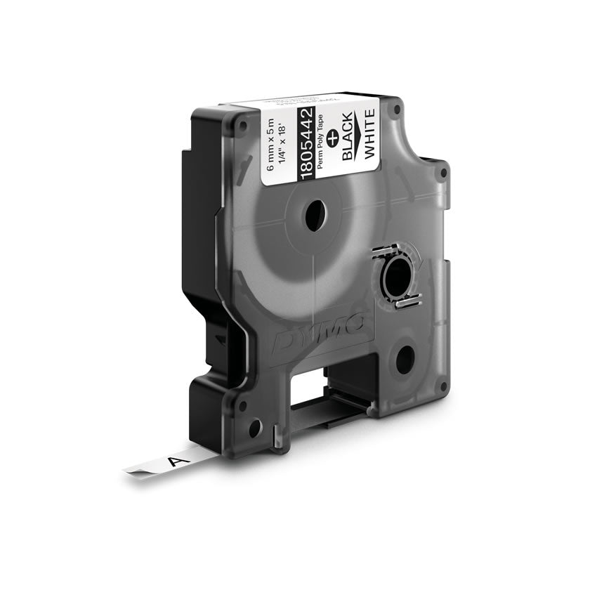 DYMO Textilband – 6 mm × 5,5 m, weiss, schwarz – für DYMO Rhino: 3000, 4200, 5000 und weitere