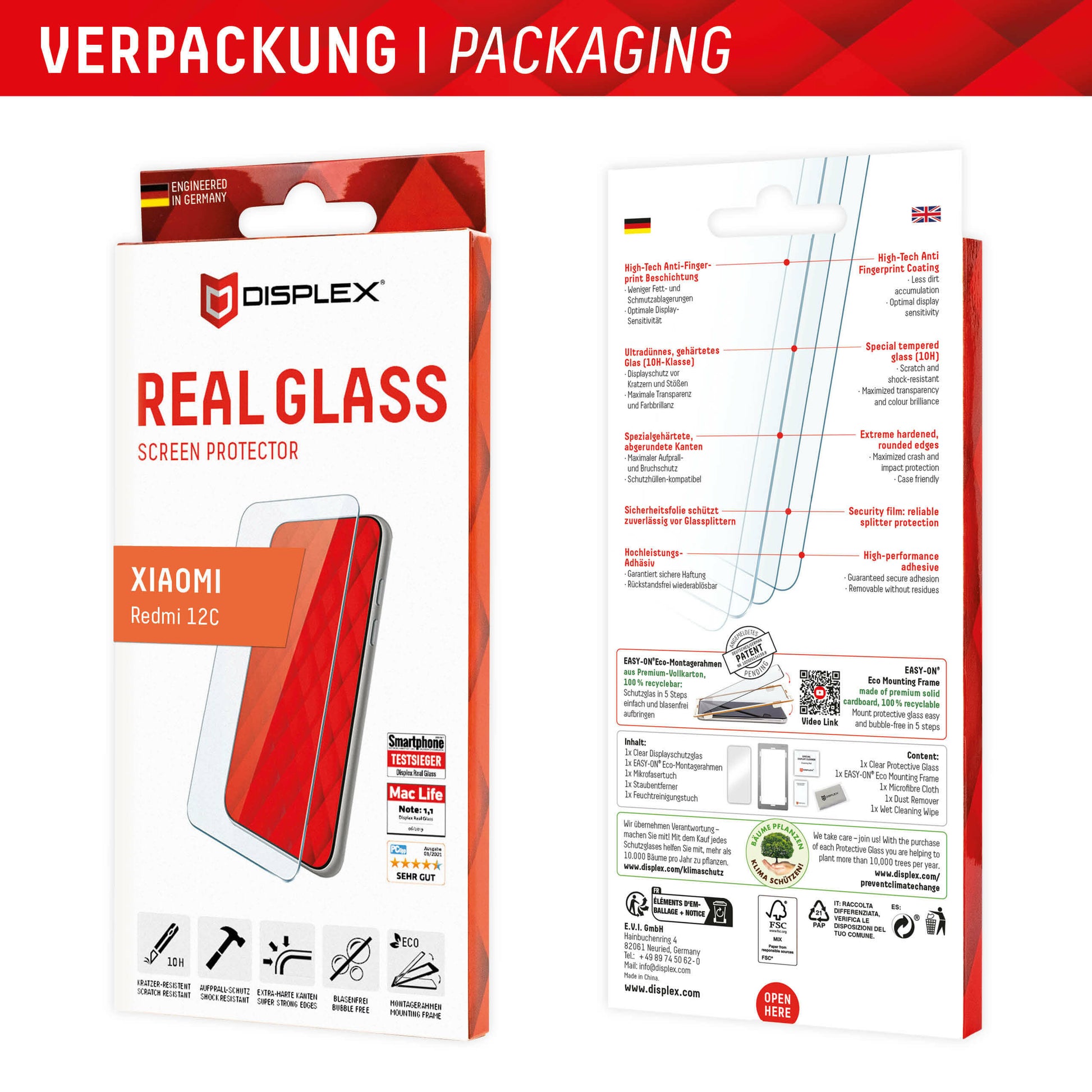 EVI Displayschutzglas – Xiaomi 12C, Transparent