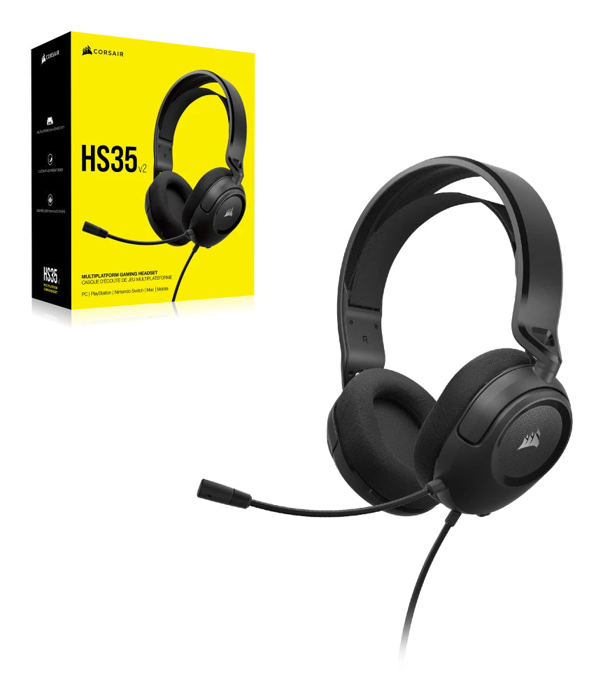 Corsair HS35 V2 – Duo Headset – Over-Ear, 3,5 mm Klinke – Stummschaltung – Carbon – für Xbox Series X
