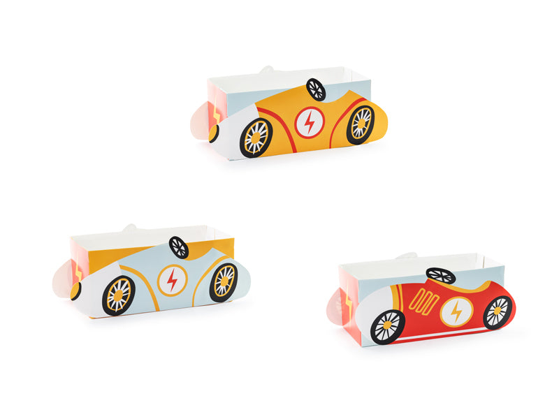 PartyDeco Take-away-Box, Papier – 170 × 75 × 75 mm, Automotiv – 3 Stk.